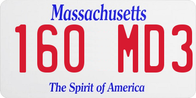 MA license plate 160MD3