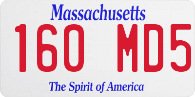 MA license plate 160MD5