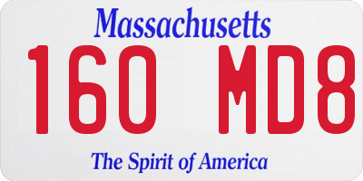 MA license plate 160MD8