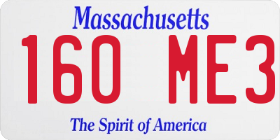 MA license plate 160ME3