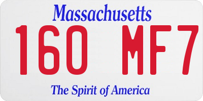 MA license plate 160MF7