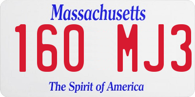 MA license plate 160MJ3