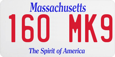 MA license plate 160MK9