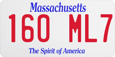 MA license plate 160ML7