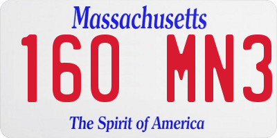 MA license plate 160MN3