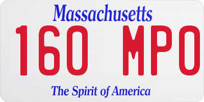 MA license plate 160MP0