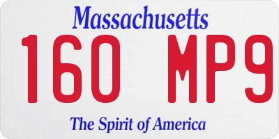 MA license plate 160MP9