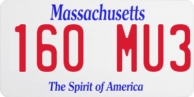 MA license plate 160MU3