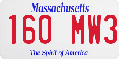 MA license plate 160MW3