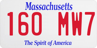 MA license plate 160MW7