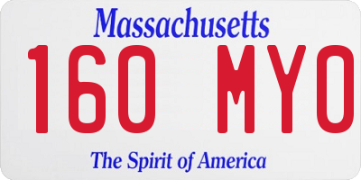 MA license plate 160MY0