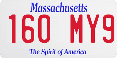 MA license plate 160MY9