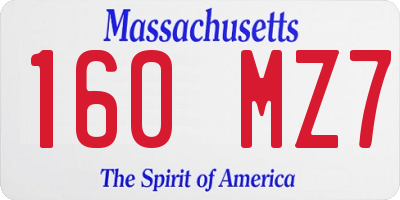MA license plate 160MZ7