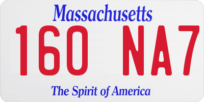 MA license plate 160NA7