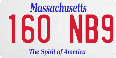 MA license plate 160NB9