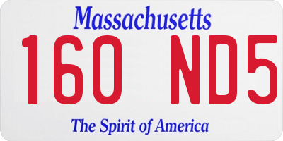 MA license plate 160ND5
