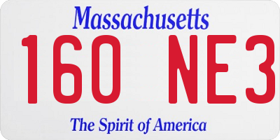 MA license plate 160NE3