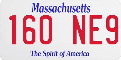 MA license plate 160NE9