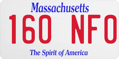 MA license plate 160NF0