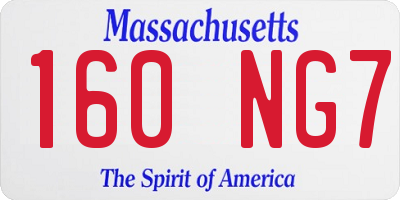 MA license plate 160NG7