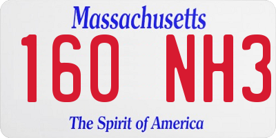 MA license plate 160NH3
