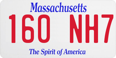MA license plate 160NH7