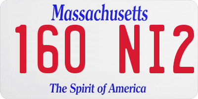 MA license plate 160NI2