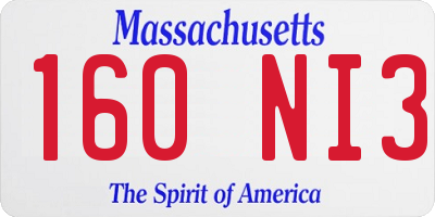 MA license plate 160NI3