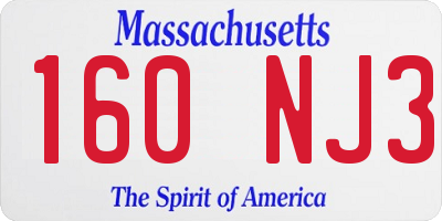 MA license plate 160NJ3