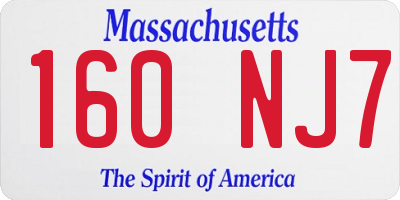 MA license plate 160NJ7