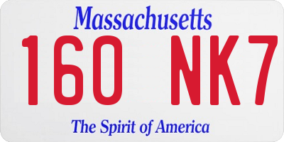 MA license plate 160NK7