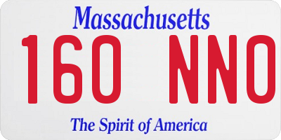 MA license plate 160NN0