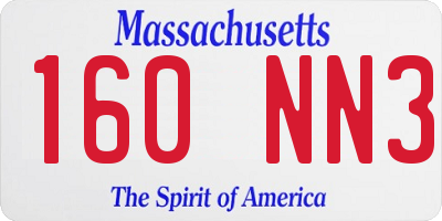 MA license plate 160NN3