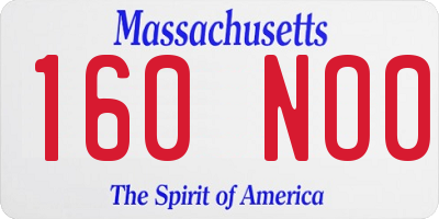 MA license plate 160NO0