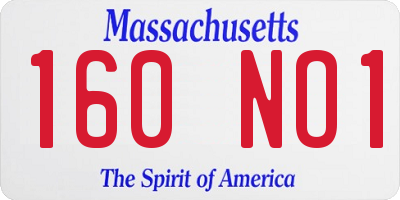 MA license plate 160NO1