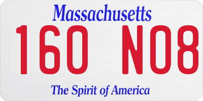 MA license plate 160NO8