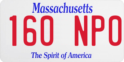 MA license plate 160NP0