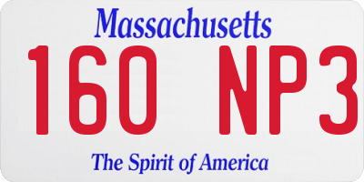 MA license plate 160NP3