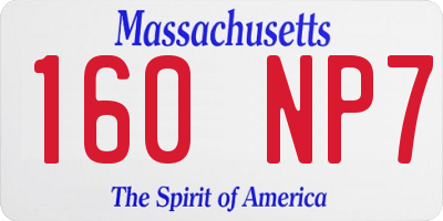 MA license plate 160NP7