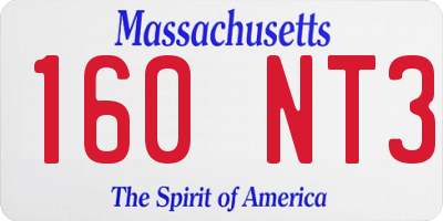 MA license plate 160NT3