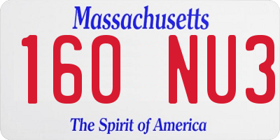 MA license plate 160NU3