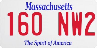 MA license plate 160NW2