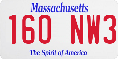 MA license plate 160NW3