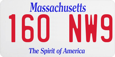 MA license plate 160NW9