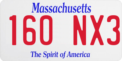 MA license plate 160NX3