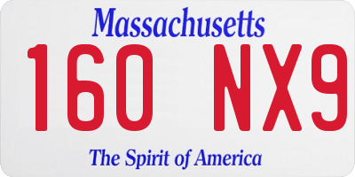 MA license plate 160NX9