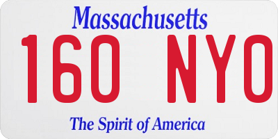 MA license plate 160NY0