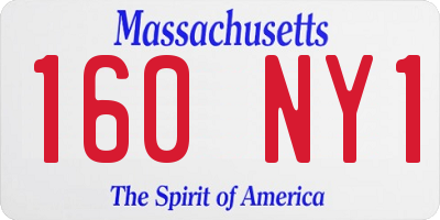 MA license plate 160NY1