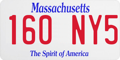 MA license plate 160NY5