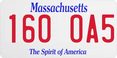 MA license plate 160OA5